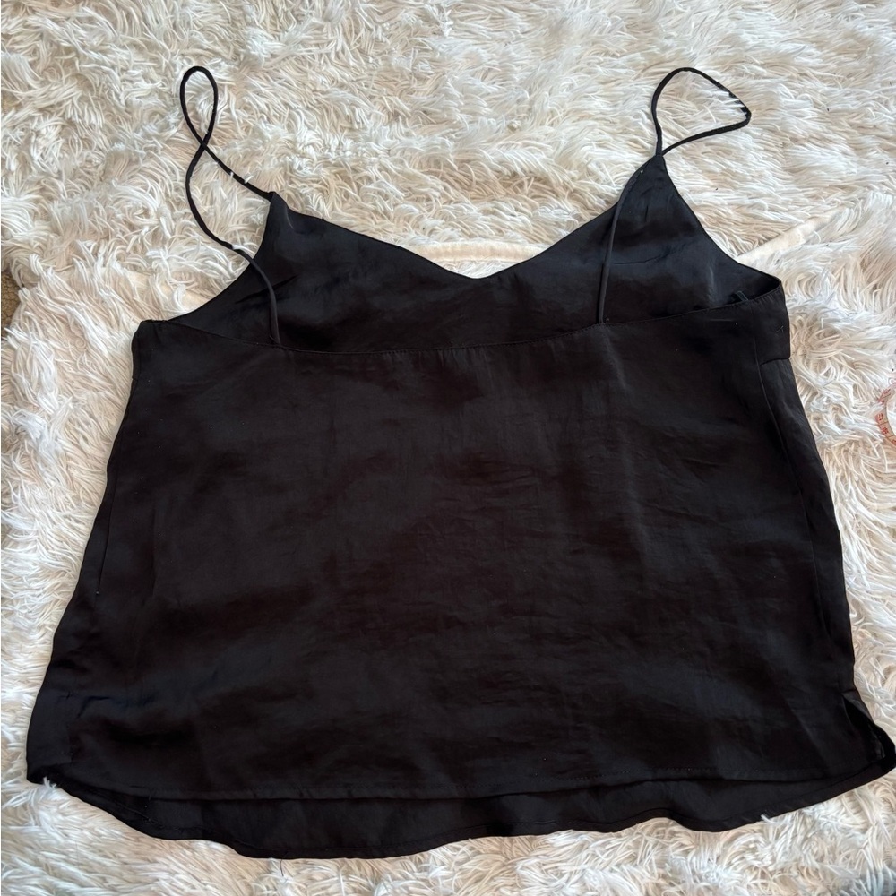 Black Cami Tank Top Women’s M Minimalist Chic Silky Feel Dressy Basic - Picture 5 of 6